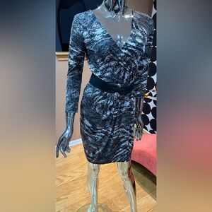 BCBGMaxAzria Black and Gray Long Sleeve Dress